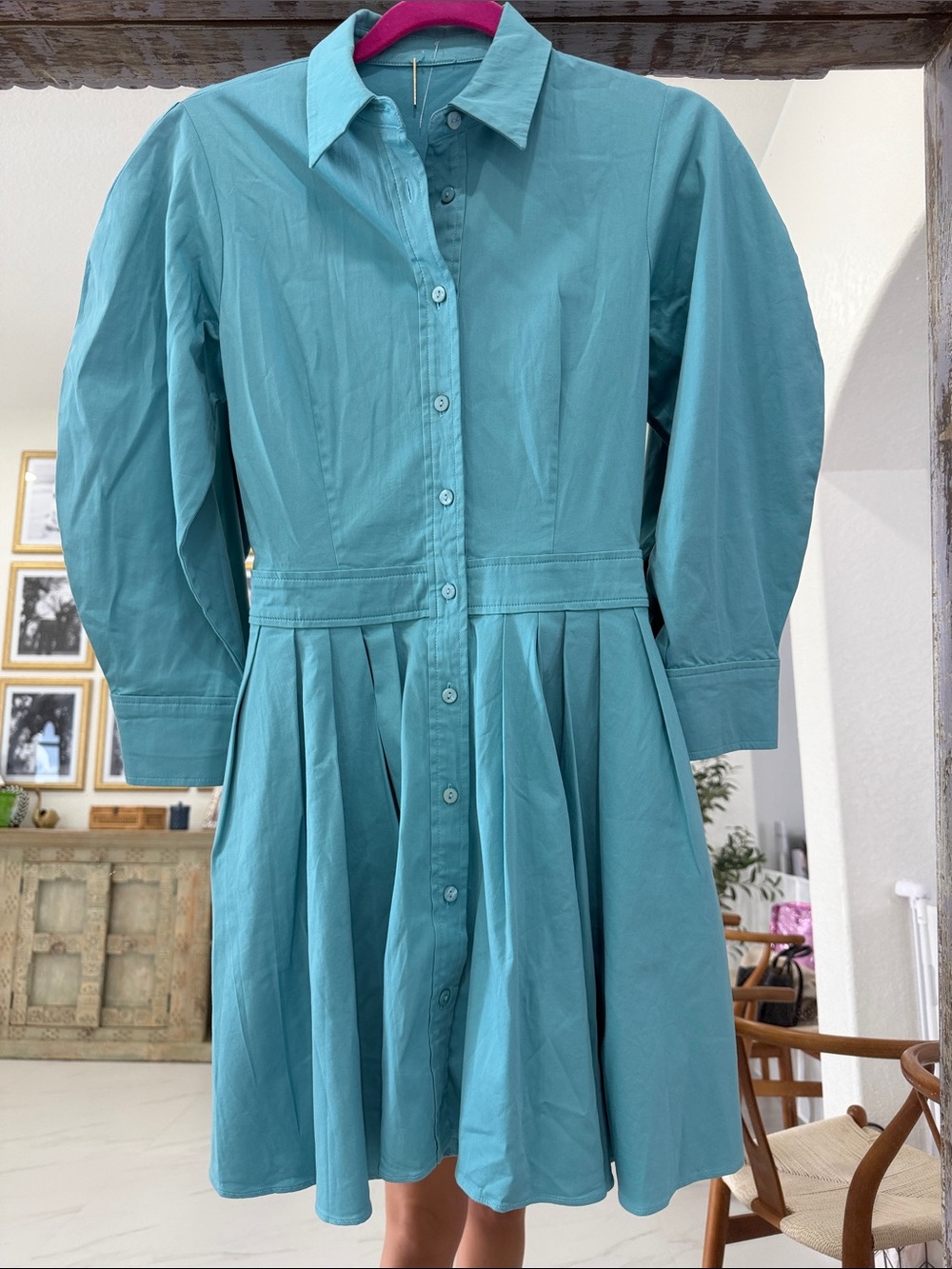 Alexis Teal Button-Front Mini Dress